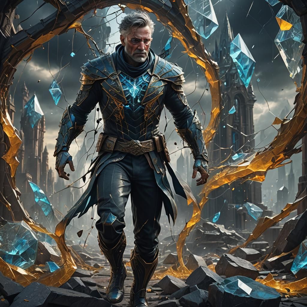 Cracked Glass Man: Detailed Matte Painting