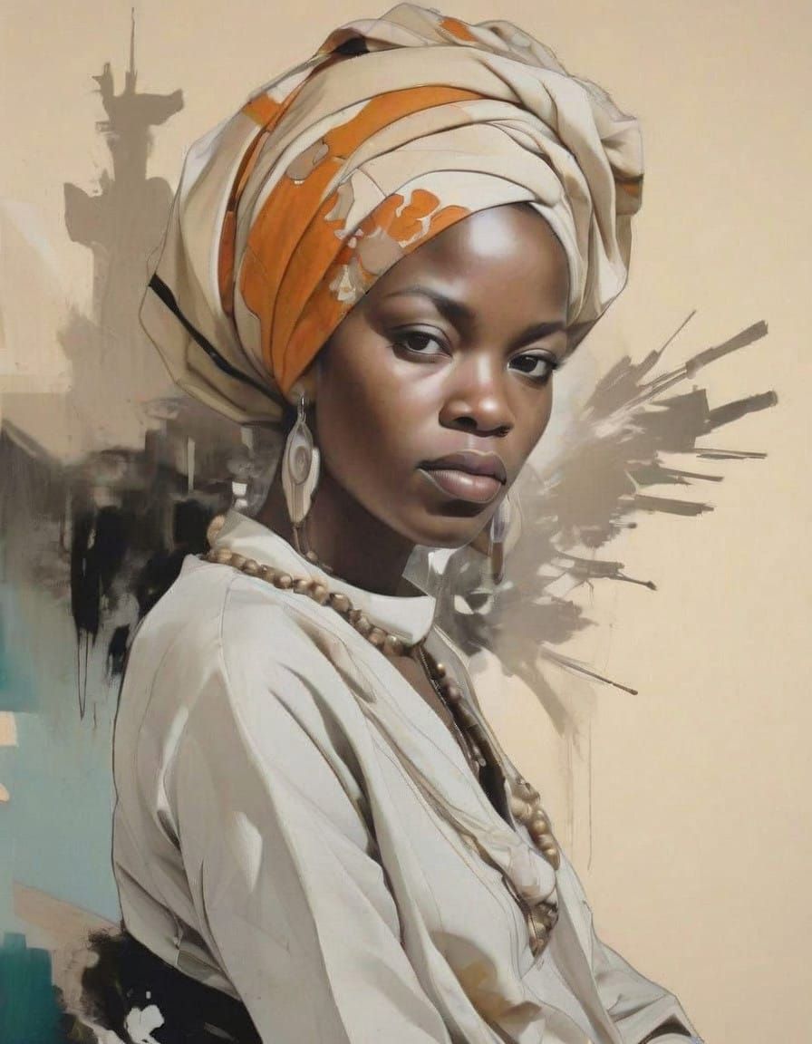 A Modern Portrait in Neutral Tones with Bold Accents