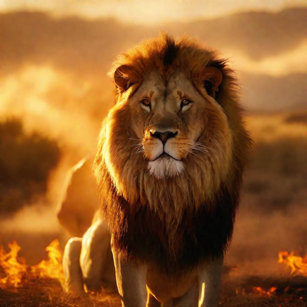 Lion in Flames with Divine Light