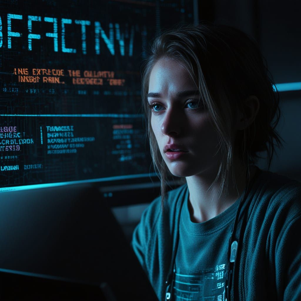 Dark Futuristic Error Page Design with Crying Figures