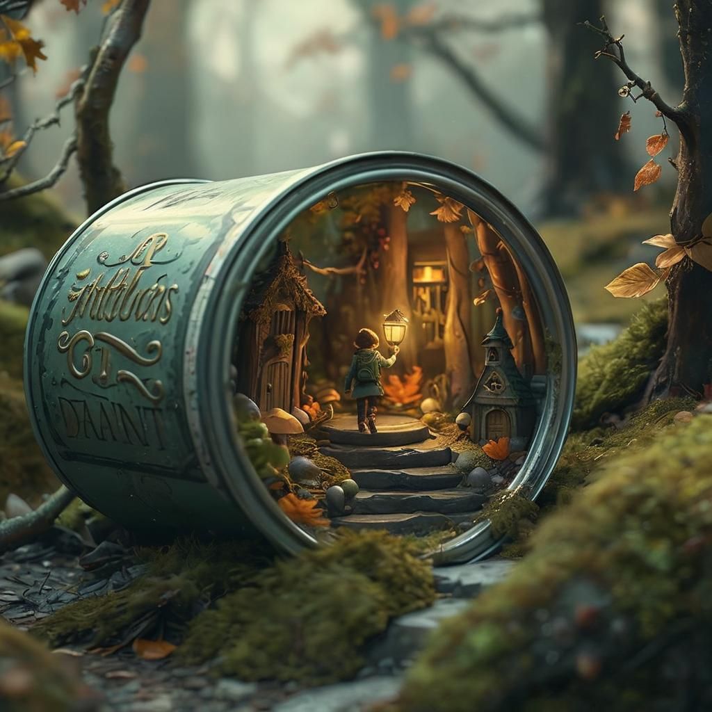 Miniature Autumn World Inside Paint Can