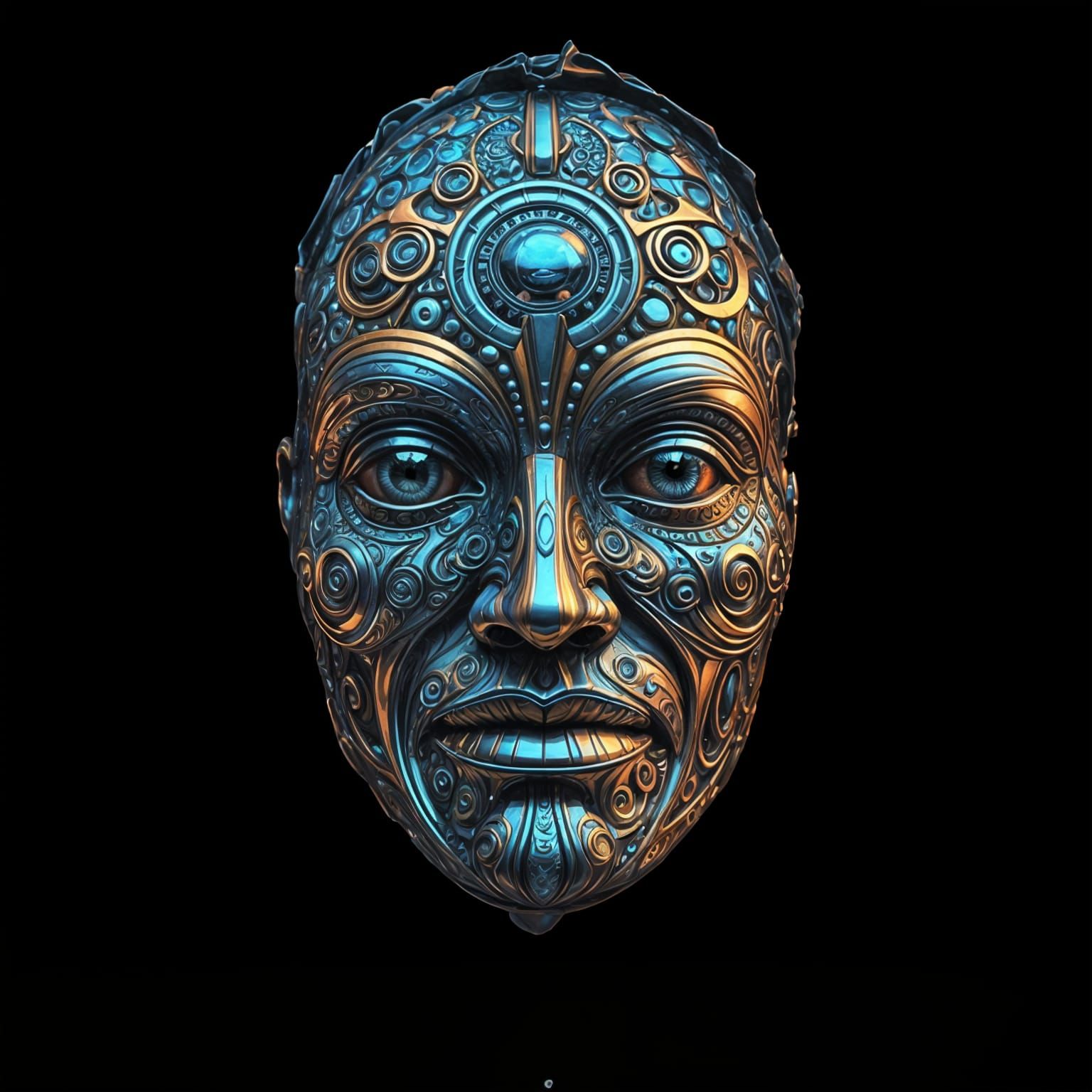 Psychedelic Tribal Trophy in Futuristic Geometric Style