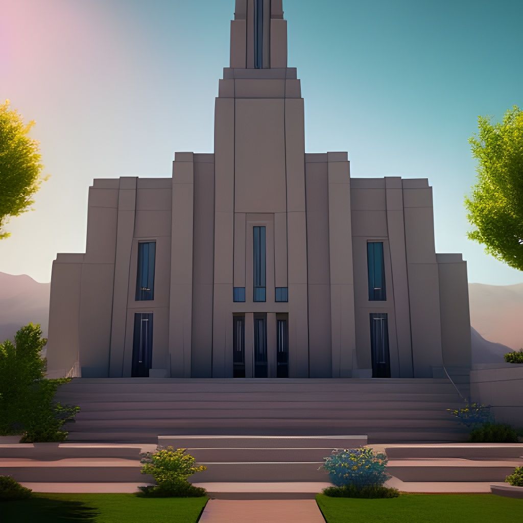 Logan Utah Temple in Detailed Matte Painting Style