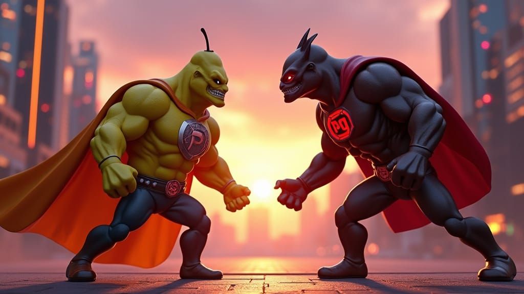 Cyberpunk Superhero Showdown in Vibrant 3D