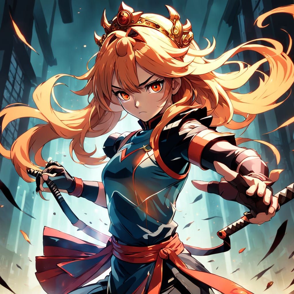 Elegant Kunoichi in Vibrant, Cinematic Lighting