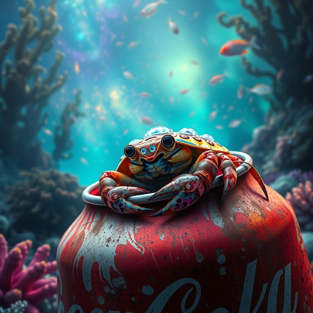 Whimsical Hermit Crab Discovers Vibrant Oceanic Paradise