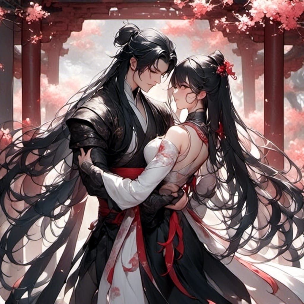 Xianxia Warrior and Wife in Blossoming Garden