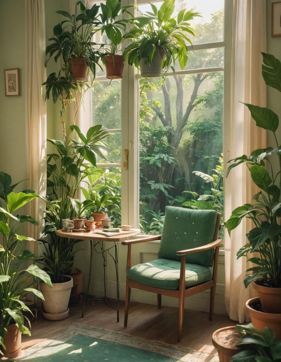 Tranquil Green Oasis Inspired by Studio Ghibli