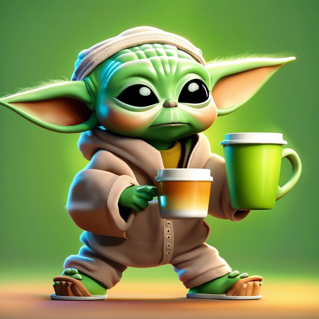 Baby Yoda Does 80s Aerobics as 3D Digital Art