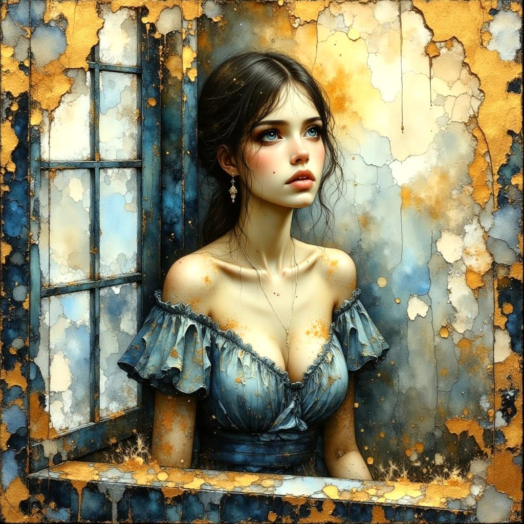 Sad Morning Portrait in Impressionistic Impasto Style