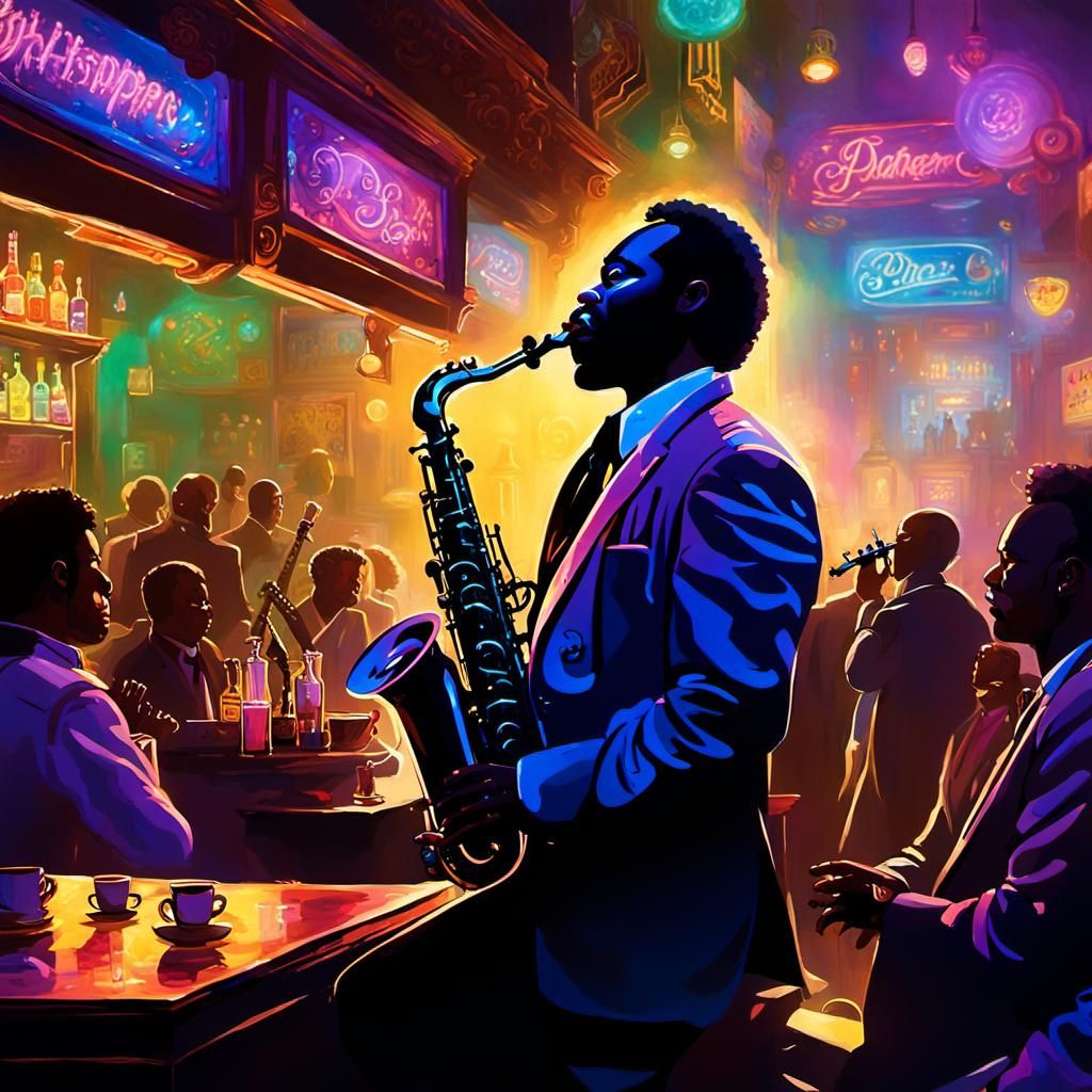 Saxophonist Commands Stage in Thomas Kinkade Style