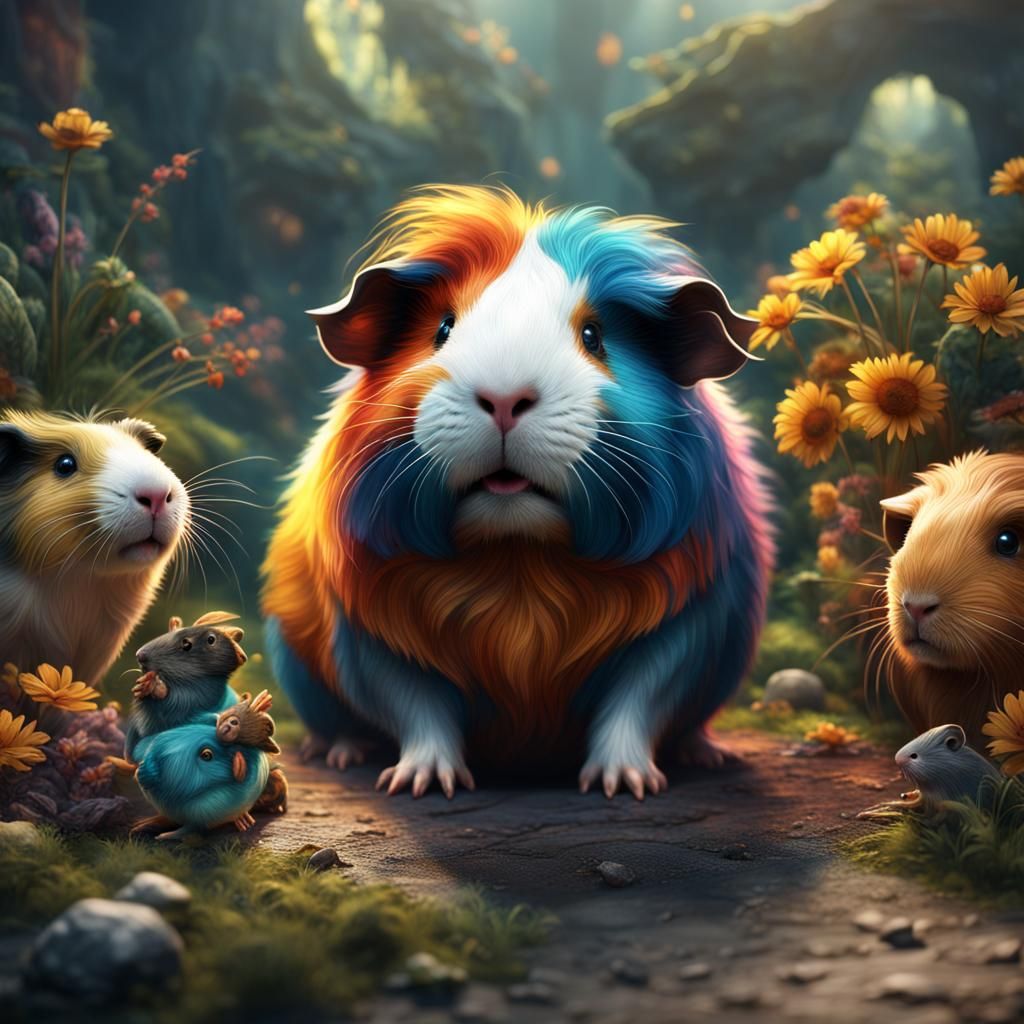 Fantastical Guinea Pig and Friends: Detailed Matte Painting