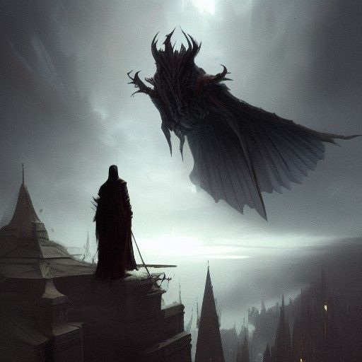 Sinister Overseeing God in Dark Fantasy Style