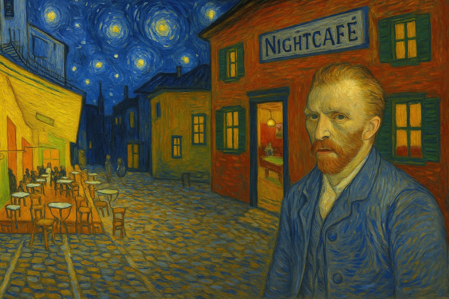Van Gogh's Cafe Terrace and Night Cafe Mashup