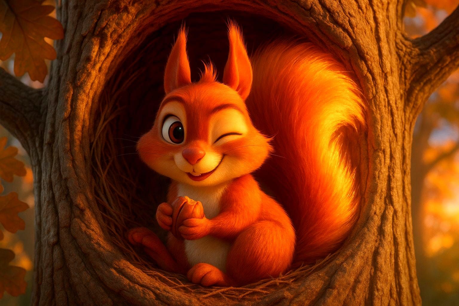 Hazel's Cozy Goodbye Wink: A Pixar-Style Animation