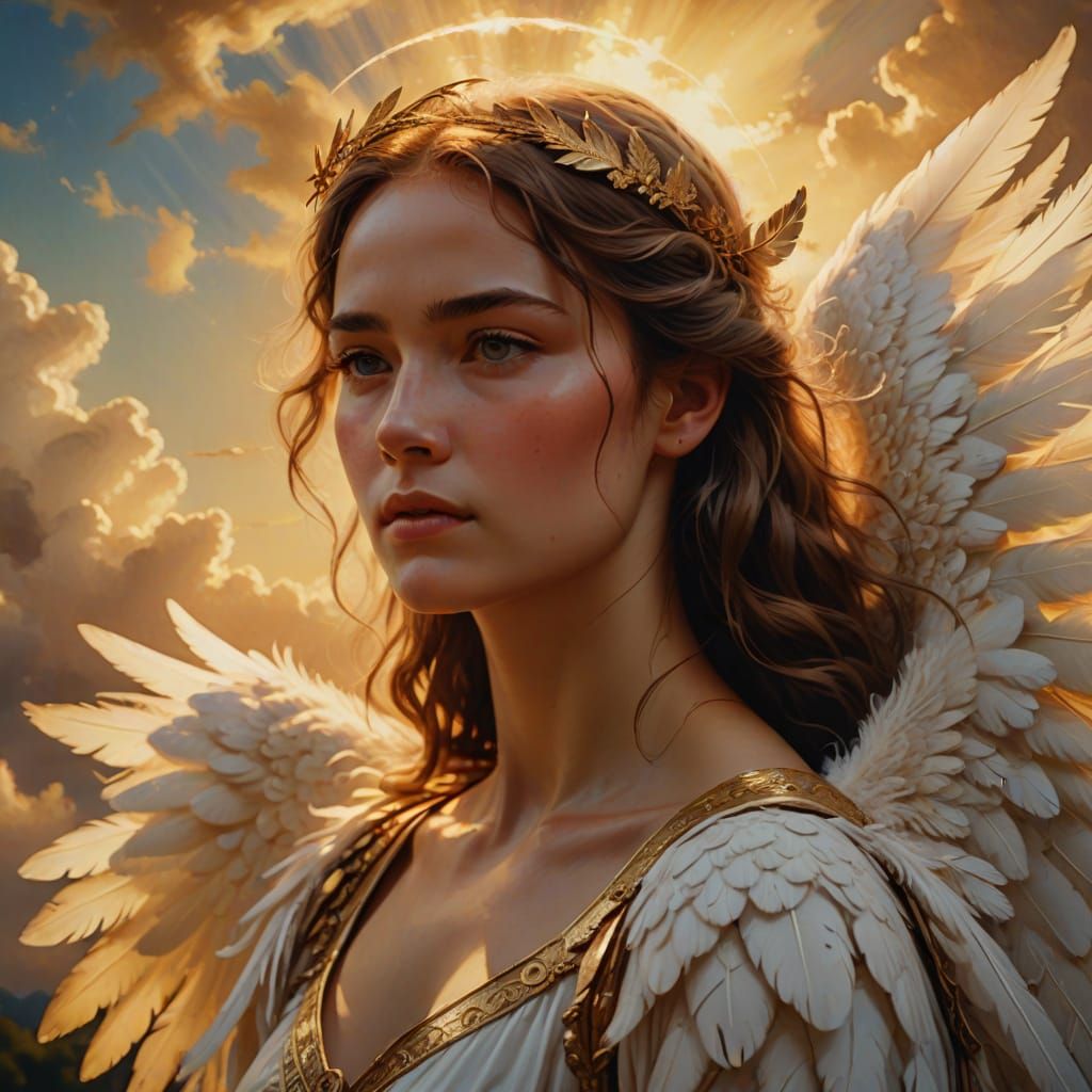 Angelic Figure Shines in Vibrant Oil Painting