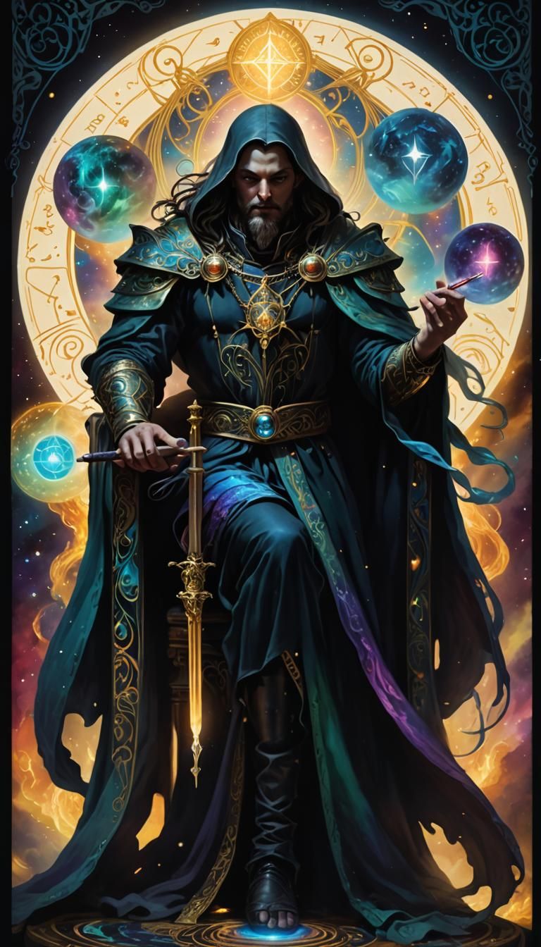 Fantasy Tarot Card: Divine Hand Writing Destiny