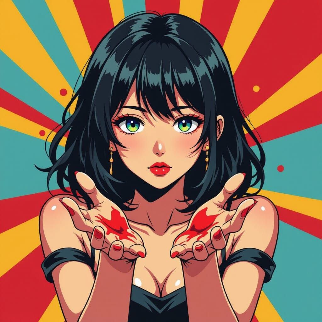 Anime Style Drama: Blood on Hands, Pop Art Screenprint