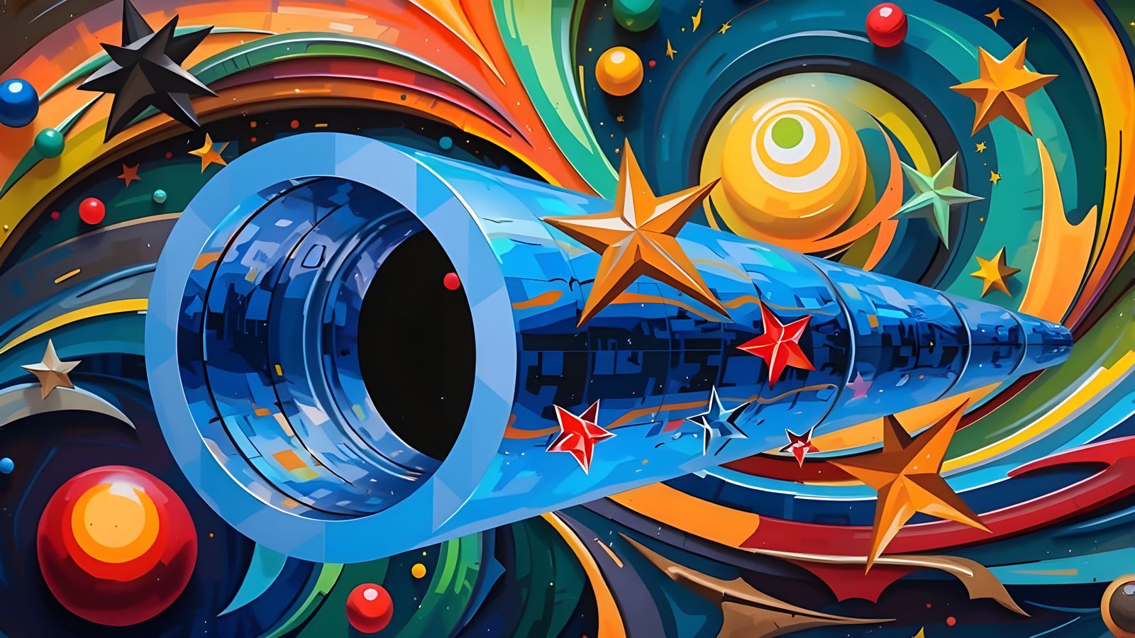 Sleek, Highly-Reflective Roller Derby Scene in Vibrant Oil P...