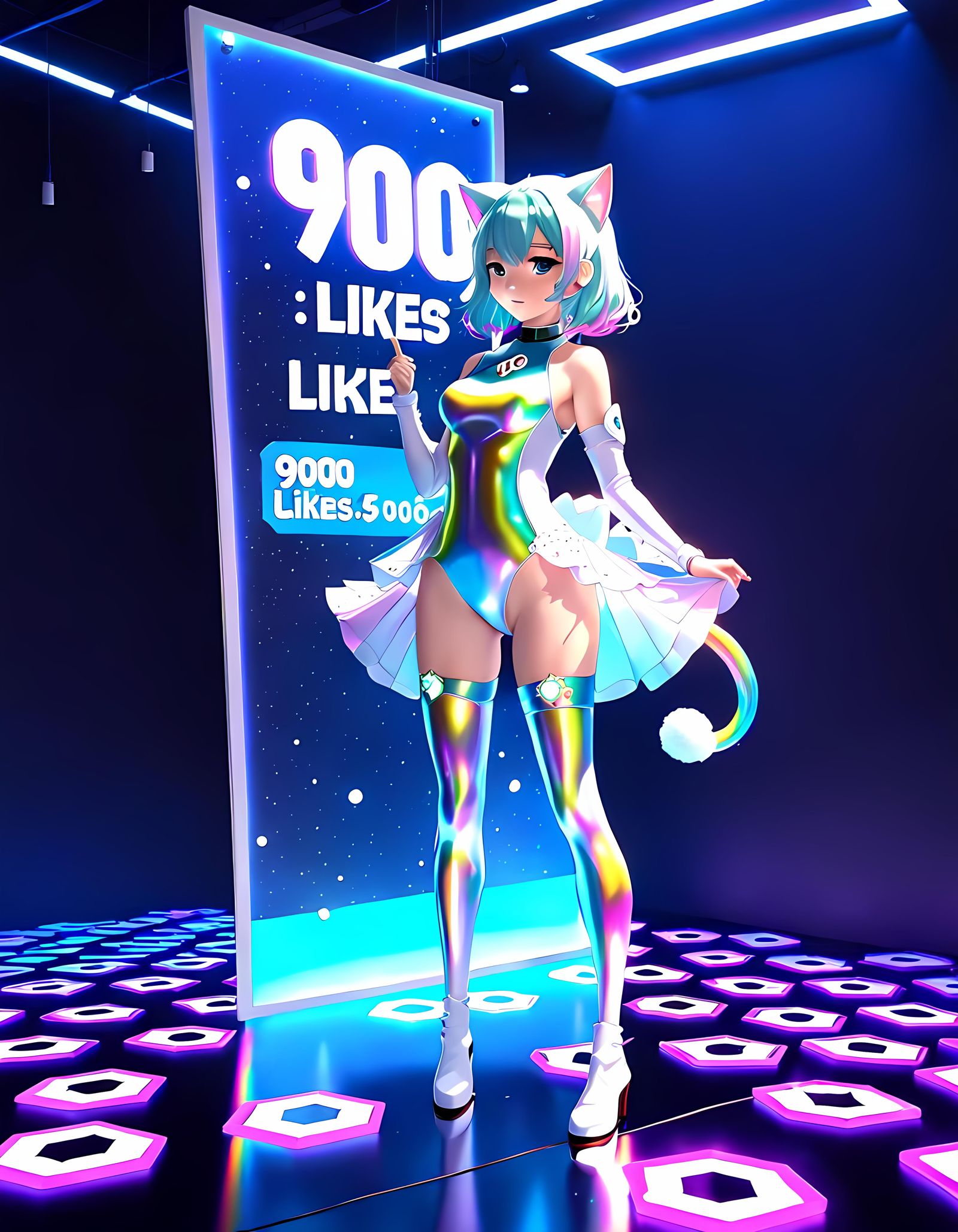 Anime Figure Celebrates 9000 Likes in Iridescent Latex