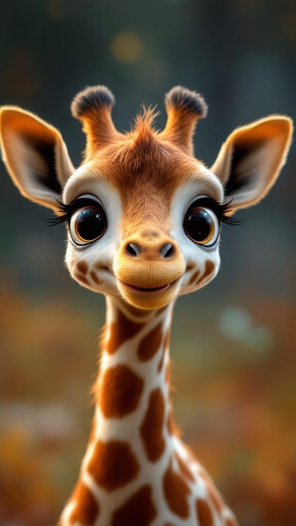 Whimsical Hyperrealistic Baby Giraffe with a Sassy Tongue