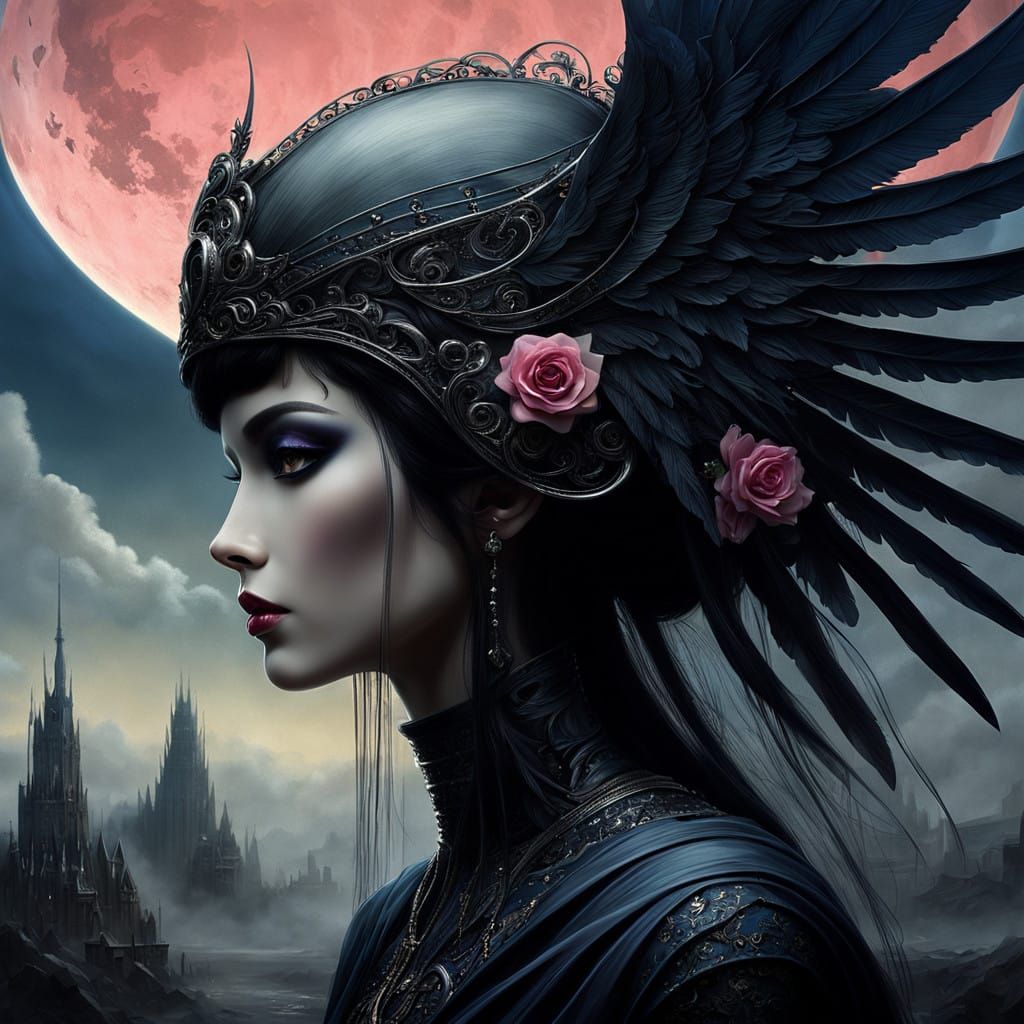 Mystical Empress with Wings and Elegant Features