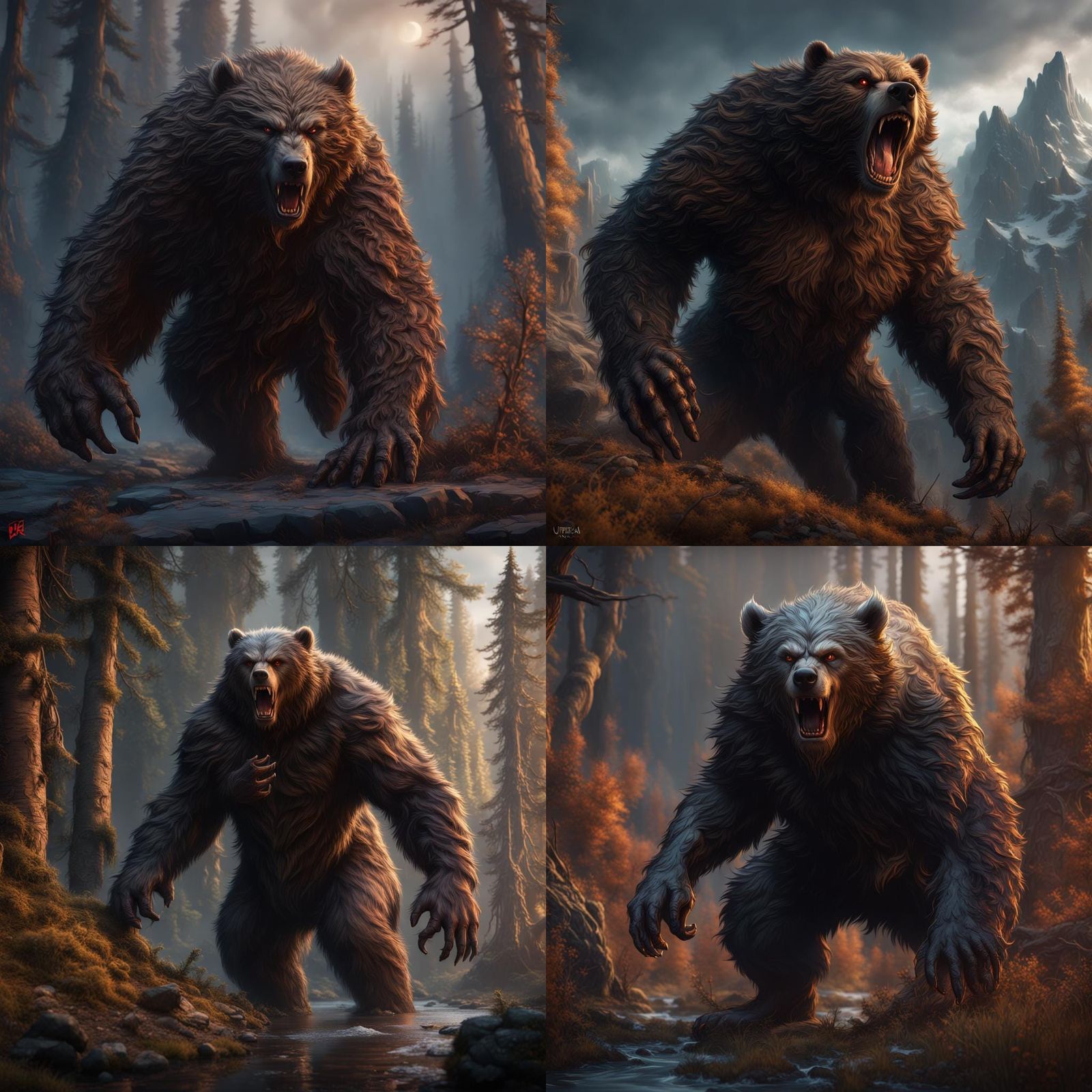 Detailed Werebear Matte Painting in Deep Color
