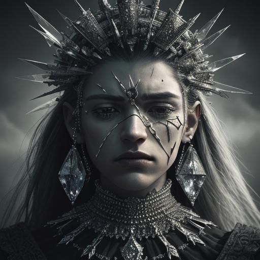 Hyperrealistic Image of Glass Shards Piercing Head