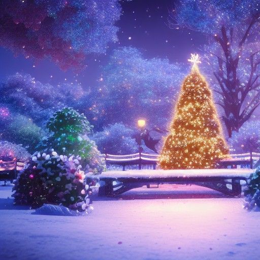 Romantic Christmas Scene in Anime Style