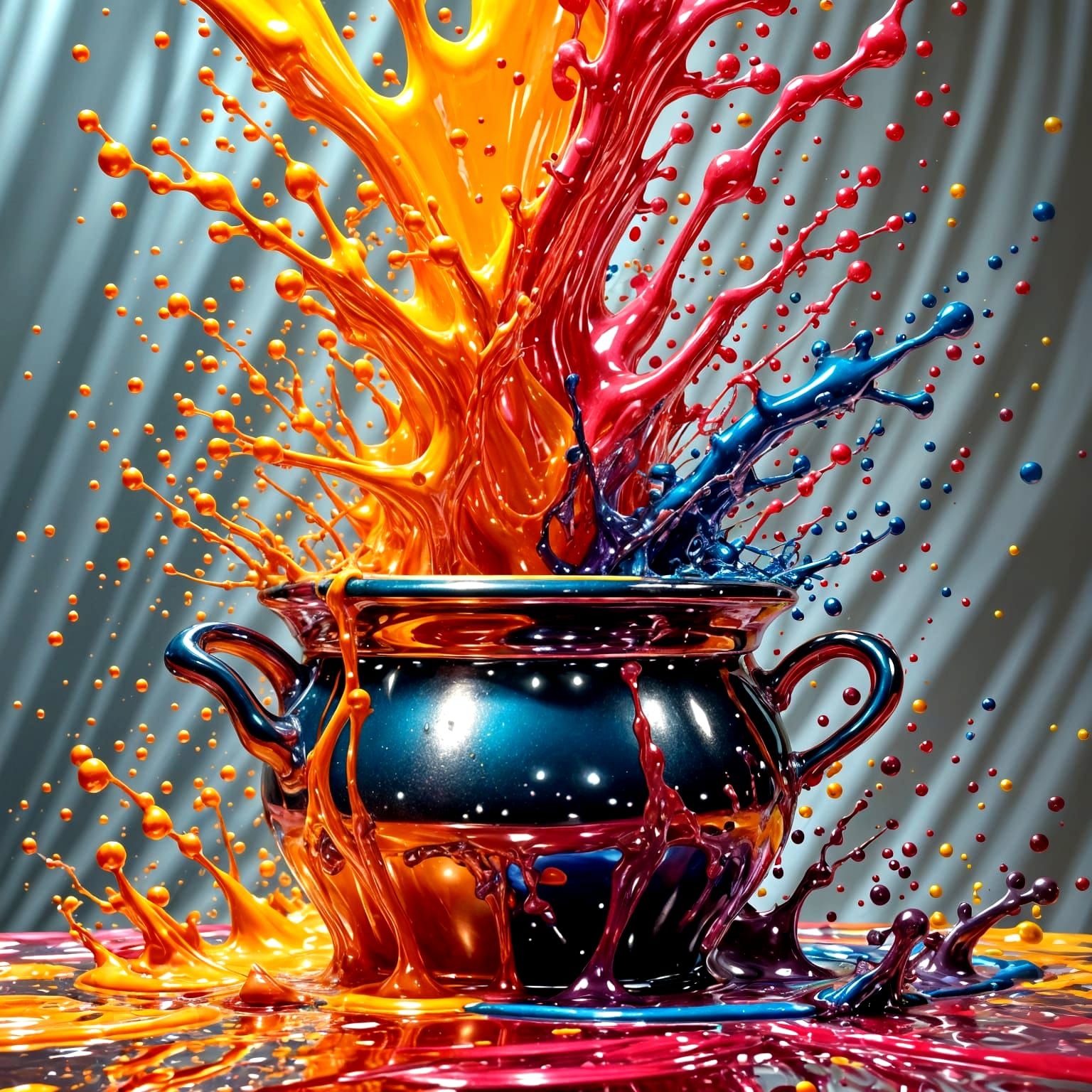 Vibrant Oil Paint Splash with 3D Effect