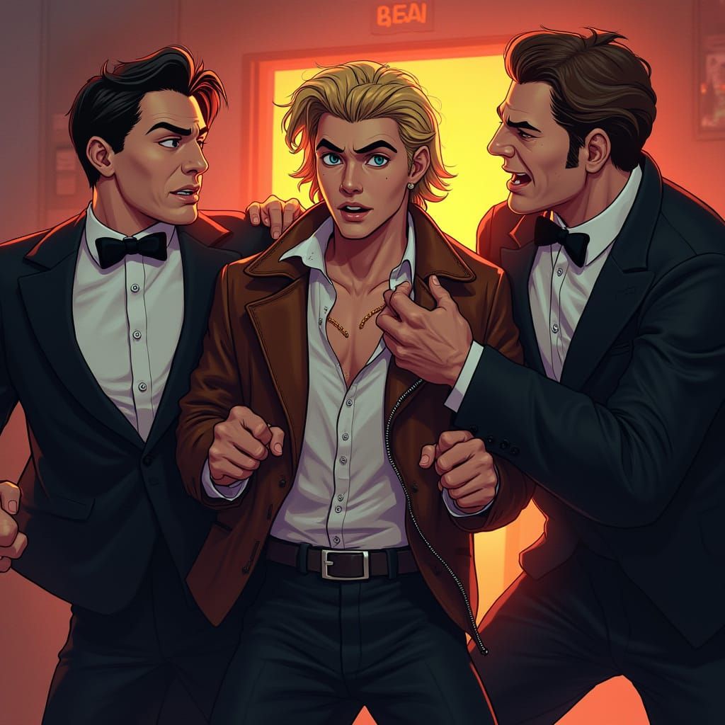 Richard Pummeled by Bouncers in Ash Thorp Style