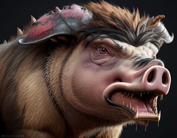 Grotesque Monster Swine Attracts Flies