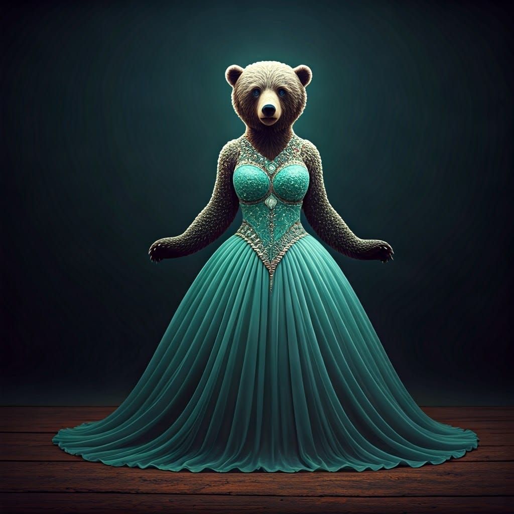 Sea Glass Couture Bear-Orchids in Dream Realm