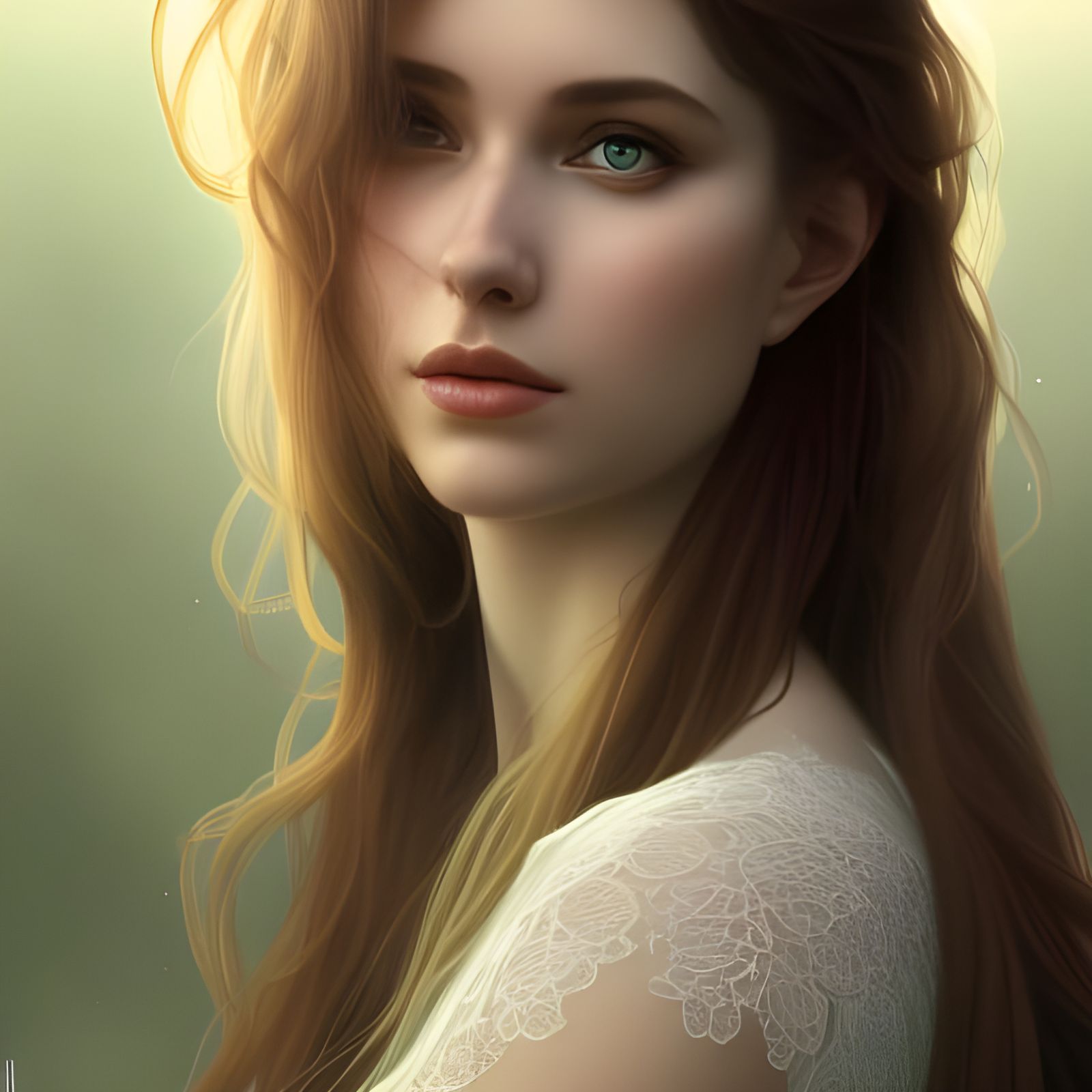 Detailed Portrait of a Young Woman with Lace