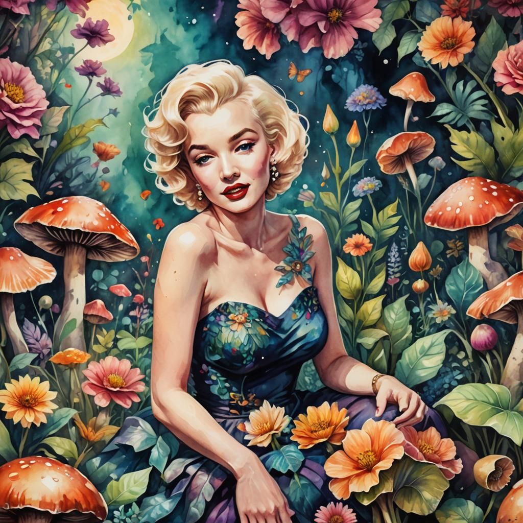 among the flowers - Marilyn Monroe