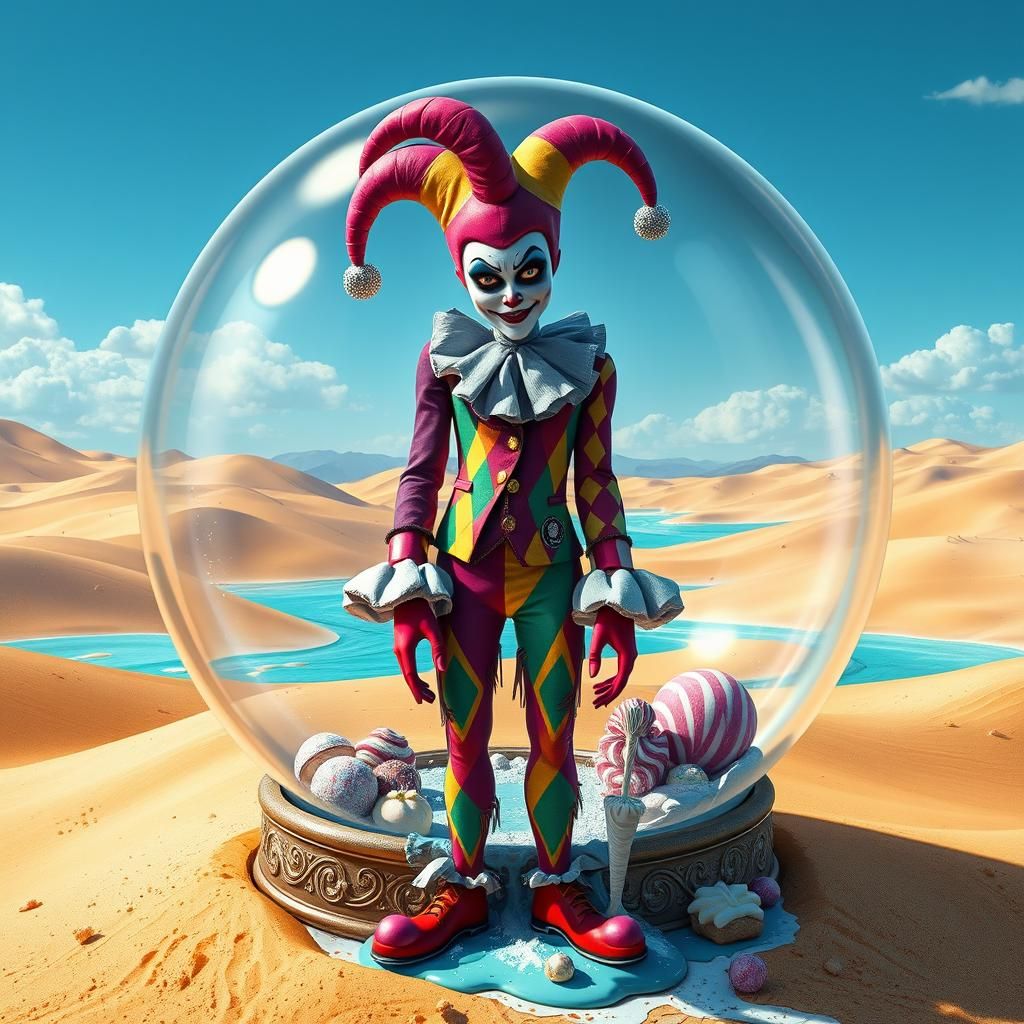 Harlequin Jester in Melting Dessert Desert