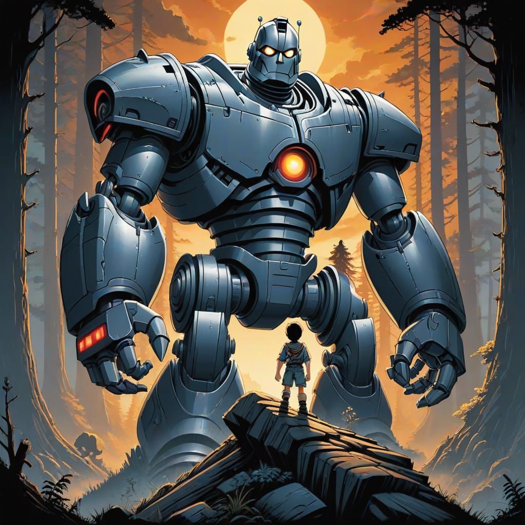Iron Giant in Comic Book Art Style