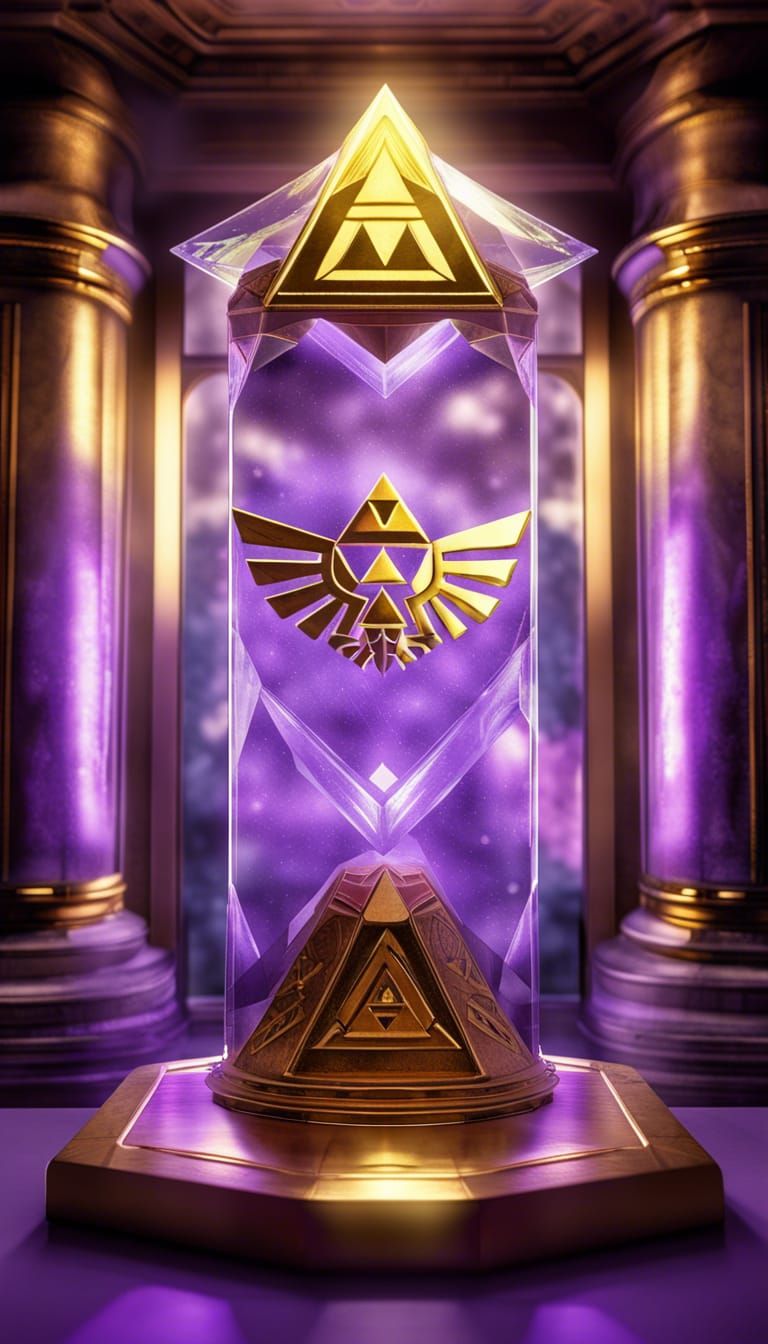 Luminous Triforce on Roman Pedestal in Golden Land