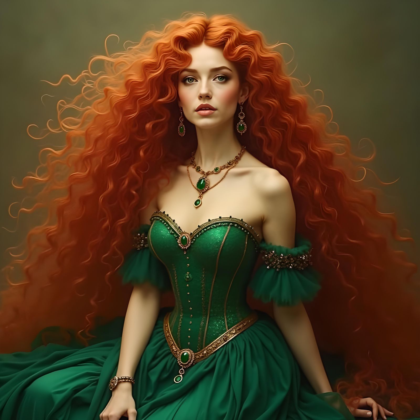 Gorgeous Woman with Incredibly Long Red Hair