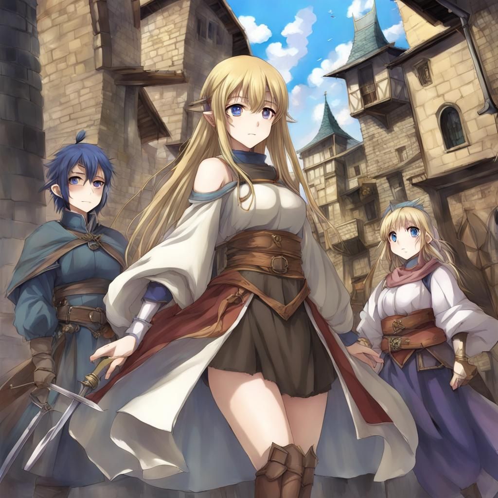 Anime-Style Medieval Fantasy City of the Future