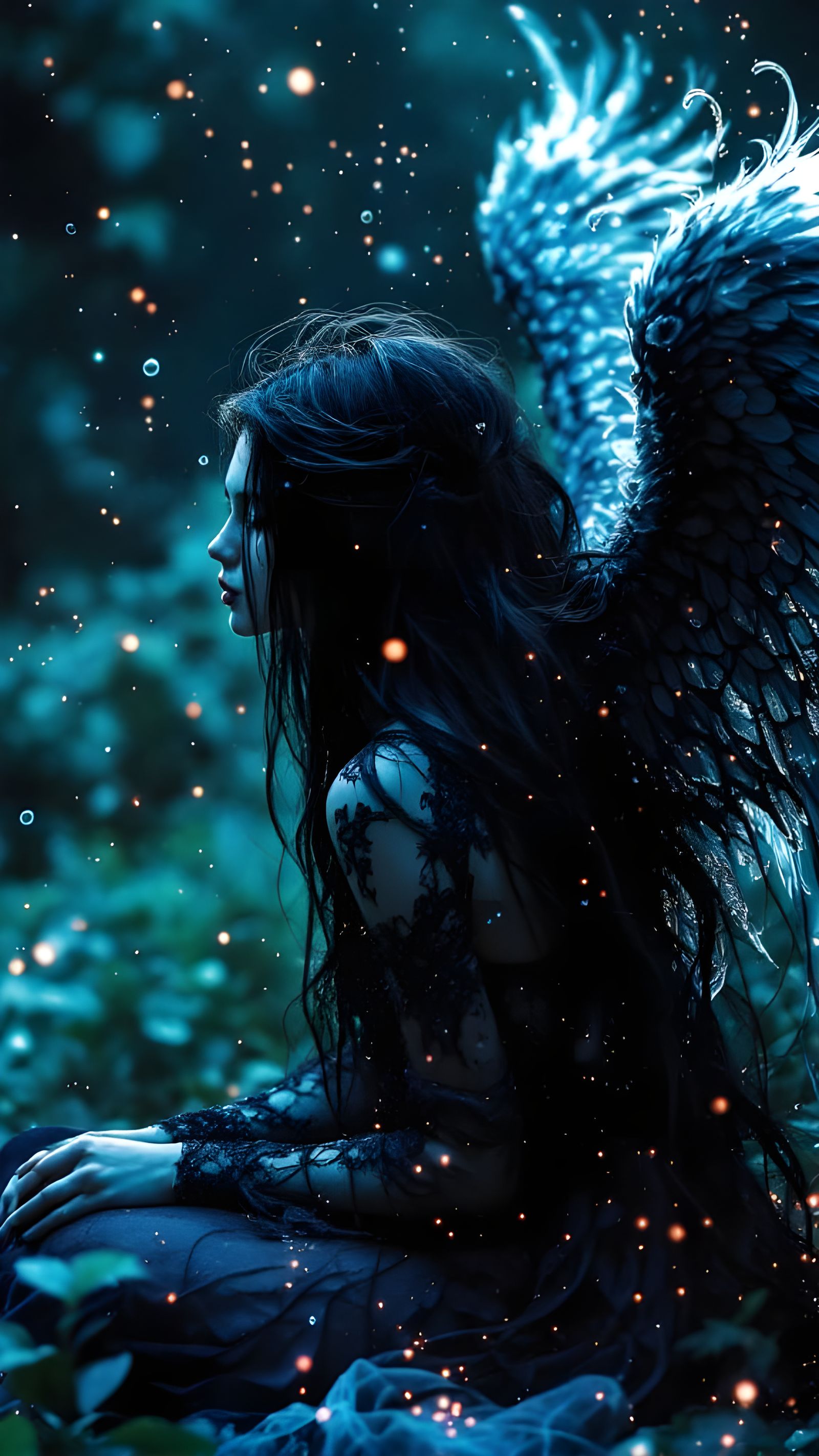 Miyumrkw: Angel Wings in Cyberpunk Astral Garden