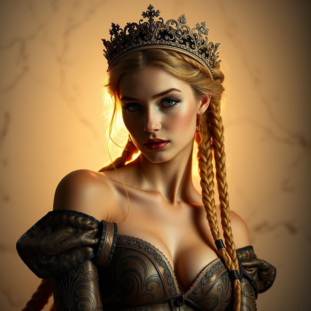 Golden Goddess in Chiaroscuro Splendor