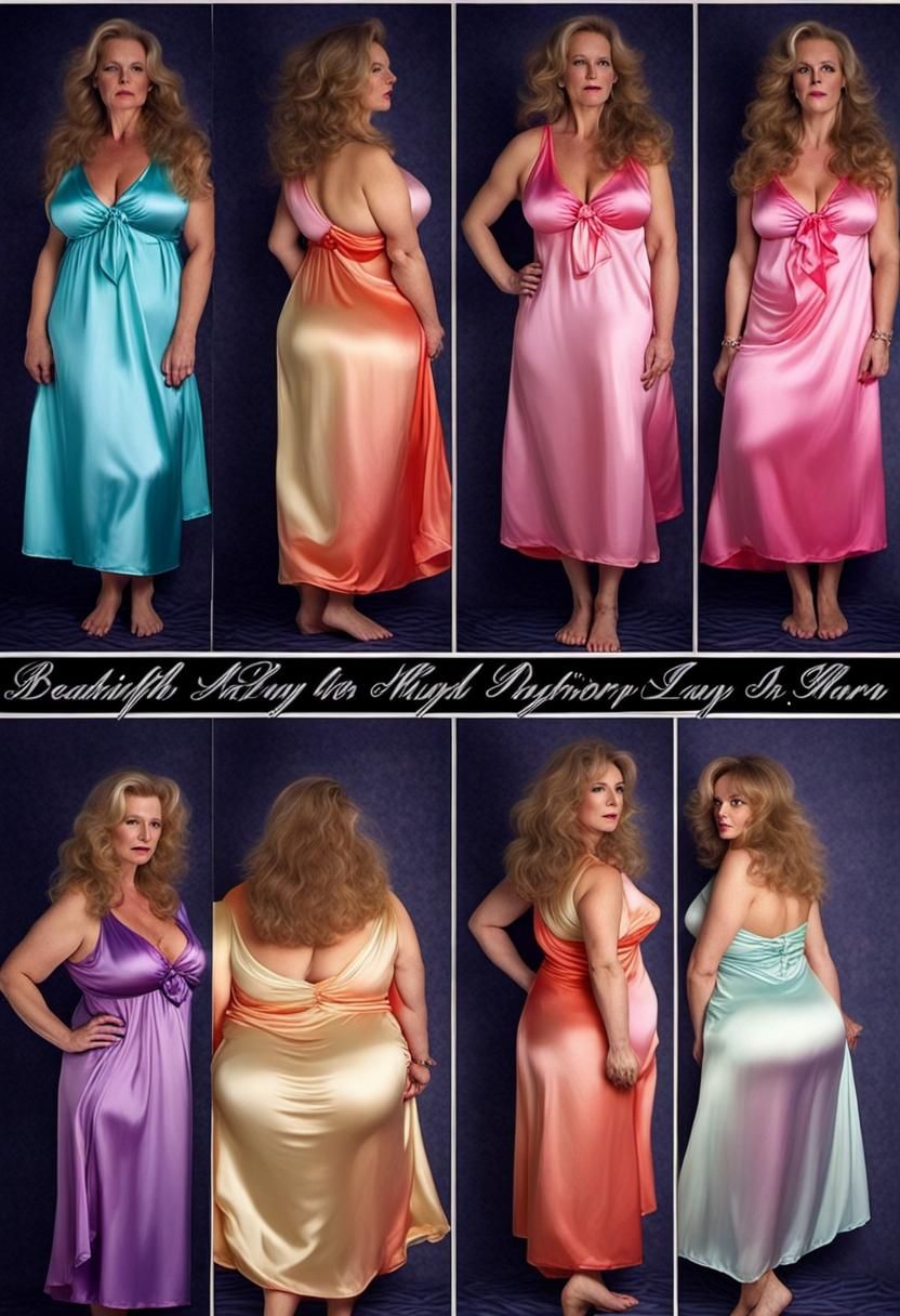 #beautiful #mature #older #refined #lady #woman #satin #scarf #lovely #long #hair #nightie #nightdress #nightgown #peign...