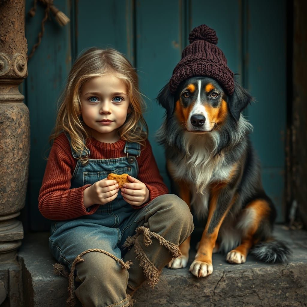A little girl and her dog