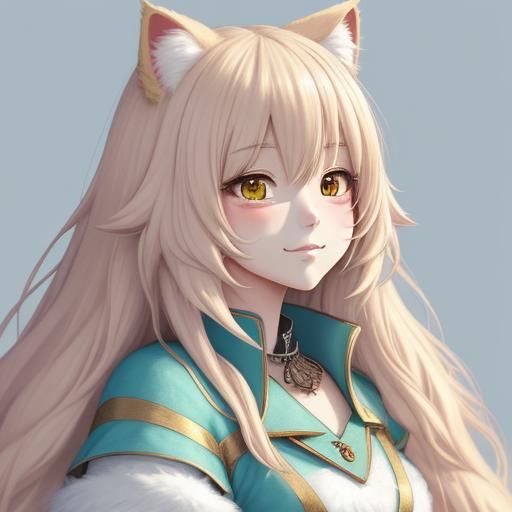 Anime Portrait of Furry Cat in Manga Style