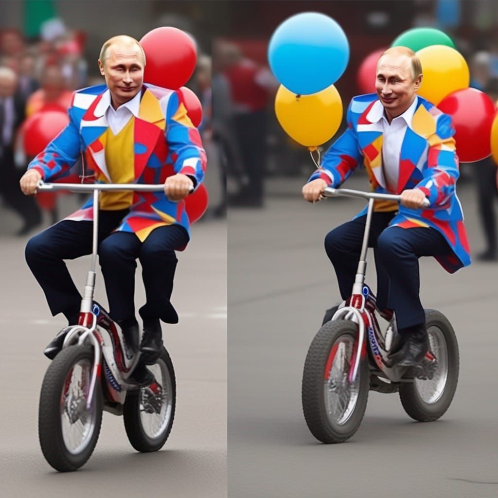 Vladimir Putin Rides a Clown Tricycle