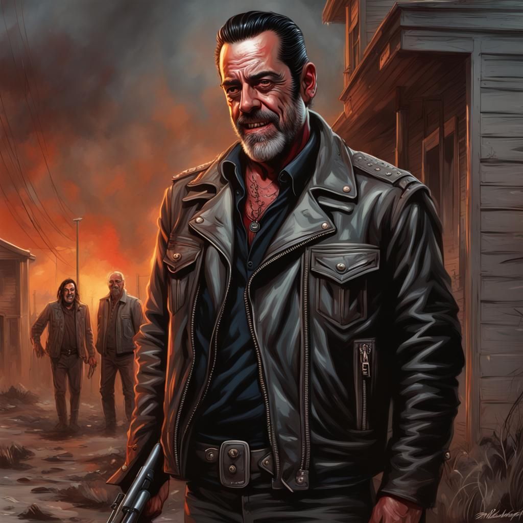 Grinning Character with Bat in Digital Graffiti Style