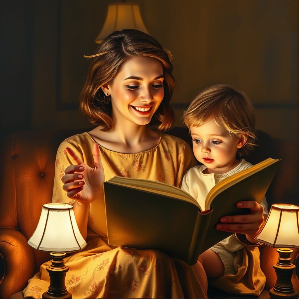 Intimate Moment of Wonder in Warm, Golden Light