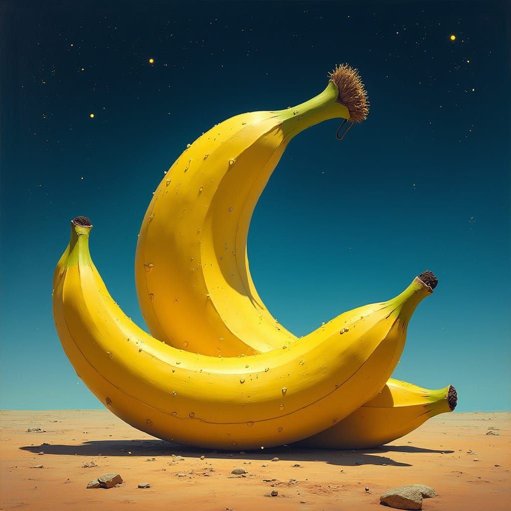 Colossal Banana Under Starry Indigo Sky