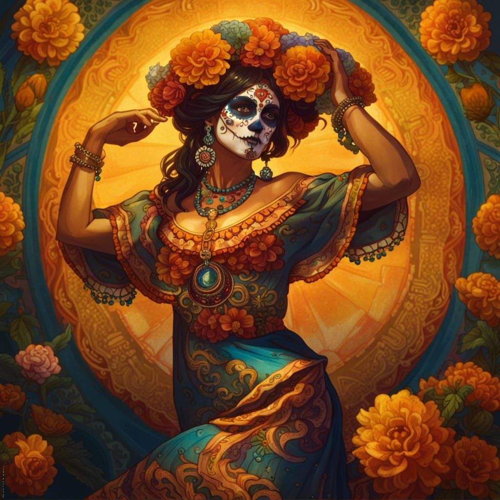 Mexican Dancer in Art Nouveau Style